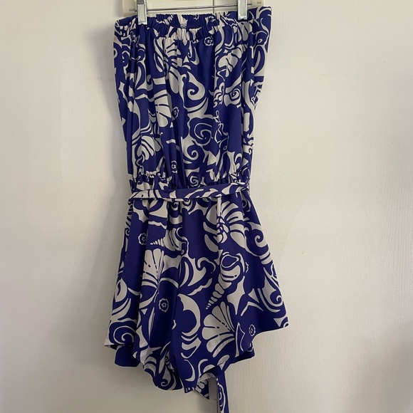 Navy and White Lilly Pulitzer Strapless Romper - Picture 6 of 8